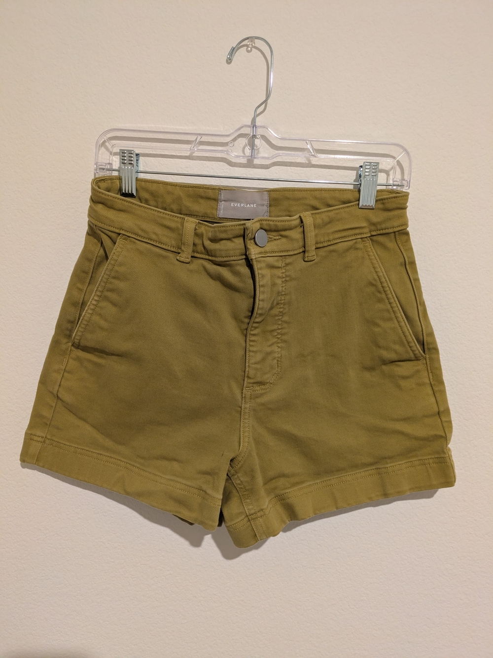 Everlane Olive Green High-Waist Cotton Twill Shorts Size 2 26w